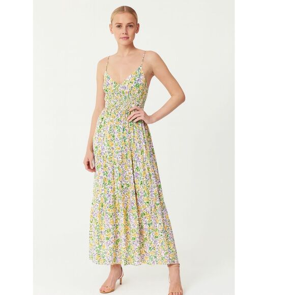 Nicholas Susan Floral Maxi Dress 4 Yellow Purple NEW - Picture 1 of 7